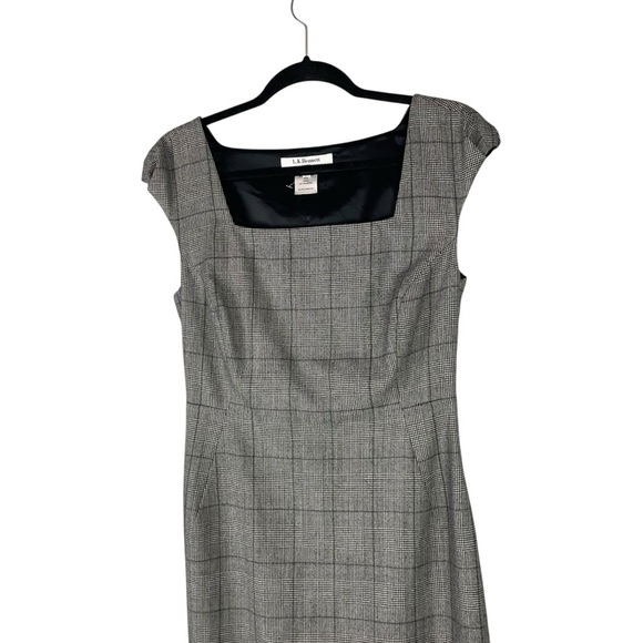 L.K. Bennett London Gray Plaid Wool Dress Size 6 US UK 10 EU 38 Fine Merino Wool - Picture 3 of 9